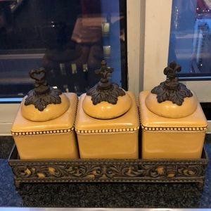 GRACIOUS GOODS ACANTHUS LEAF  ceramic canisters!